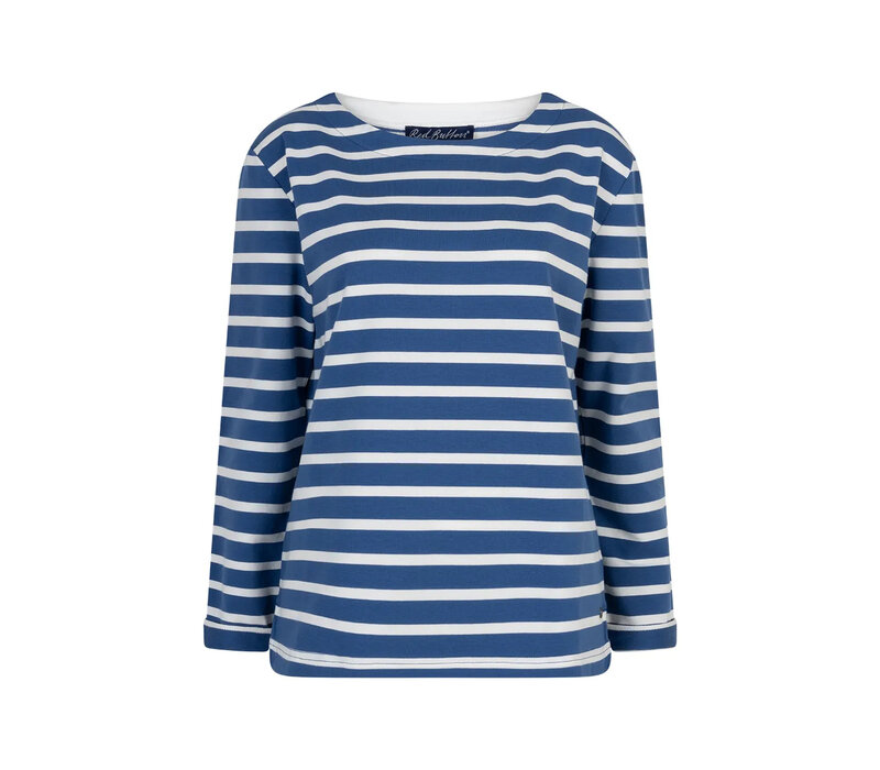 Red Button Terry Stripe Long Sleeve Jeansblue