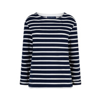 Red Button Terry Stripe Long Sleeve Darkblue
