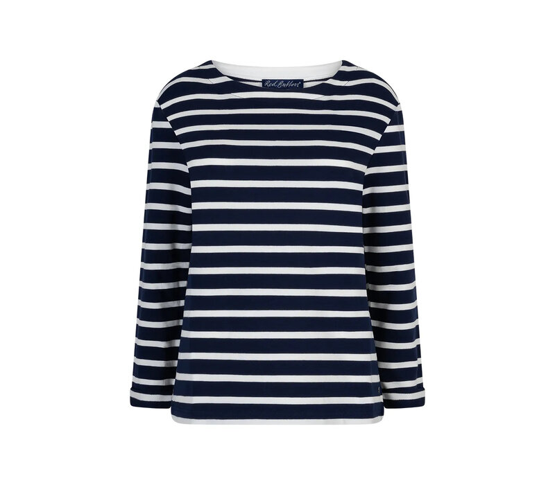 Red Button Terry Stripe Long Sleeve Darkblue