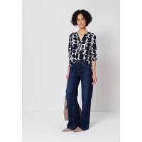 Street One Printed Mat Mix Shirt Shadowed Navy