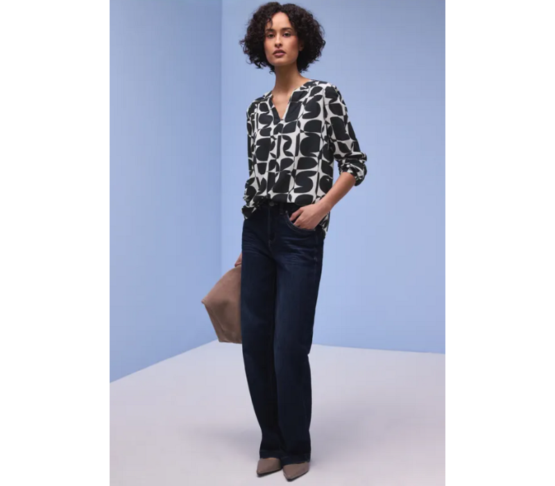 Street One Printed Mat Mix Shirt Shadowed Navy