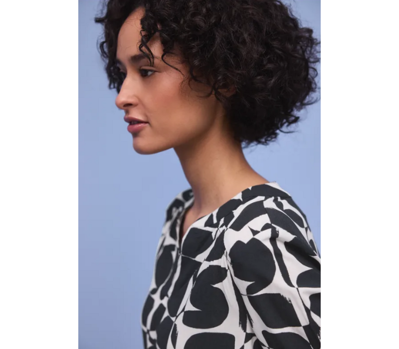 Street One Printed Mat Mix Shirt Shadowed Navy