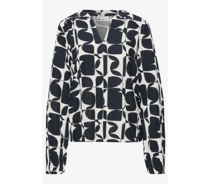 Street One Printed Mat Mix Shirt Shadowed Navy