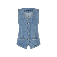 Red Button Waistcoat Denim Lightblue