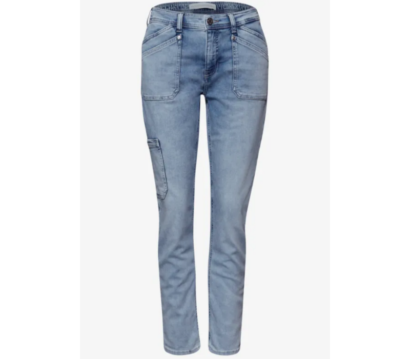 Street One Charlie Boyfriend Cargo Mid Waist Bleached Washed