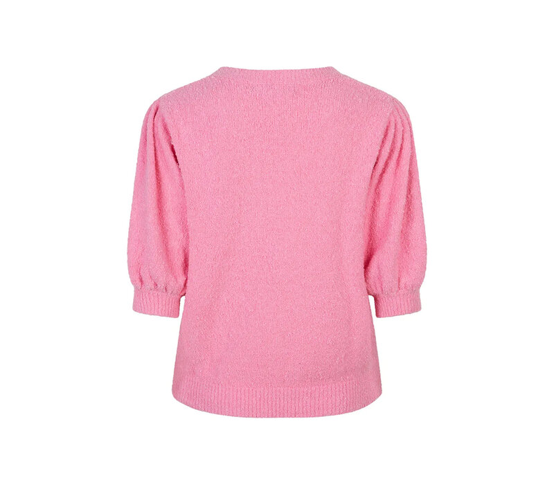 Red Button Sweet Popcorn Sweater Pink