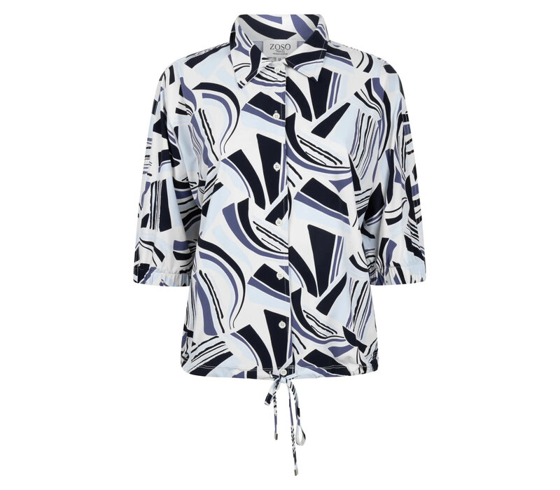 Zoso Print Travel Blouse Night Blue Blue