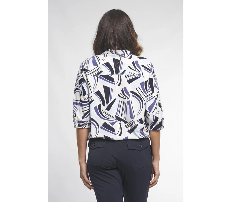 Zoso Print Travel Blouse Night Blue Blue