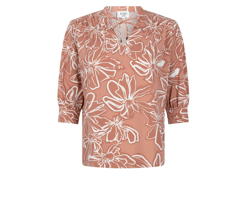 Zoso Print Travel Blouse Desert Rose