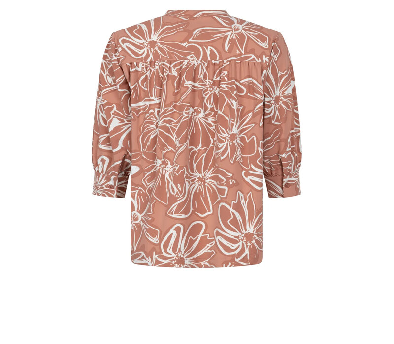 Zoso Print Travel Blouse Desert Rose