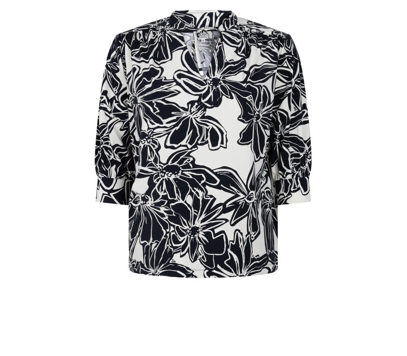 Zoso Print Travel Blouse Night Blue