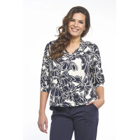 Zoso Print Travel Blouse Night Blue