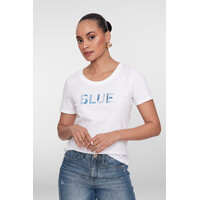 Geisha T-Shirt Blue Sequences Off White Blue