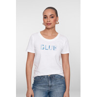Geisha T-Shirt Blue Sequences Off White Blue