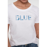 Geisha T-Shirt Blue Sequences Off White Blue