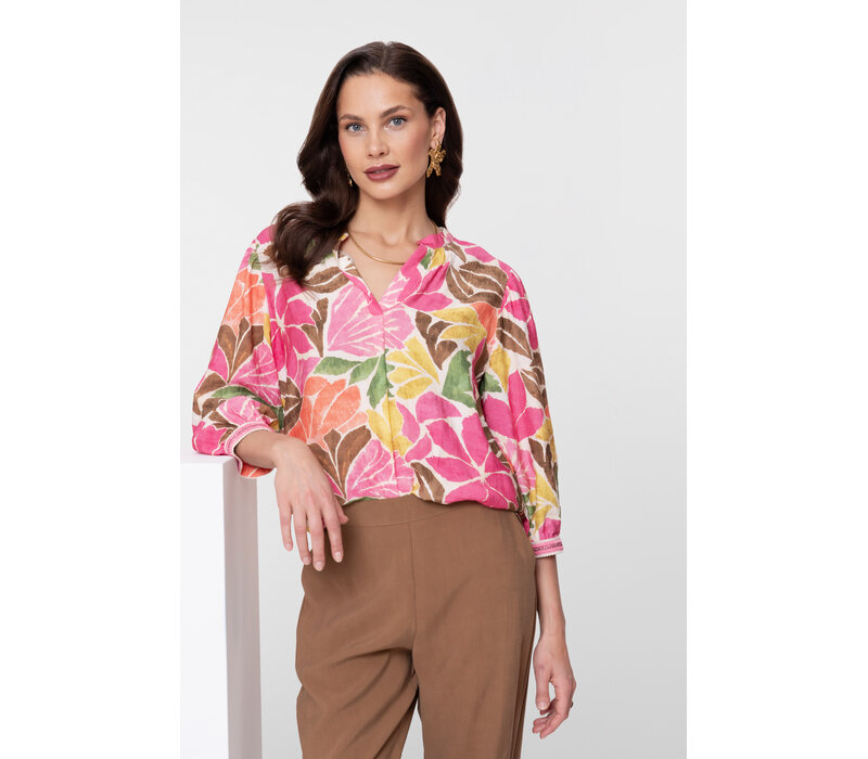 Geisha Blouse Ecru Tobacco Pink