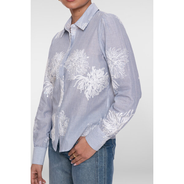 Geisha Blouse Embroidered Flowers 
