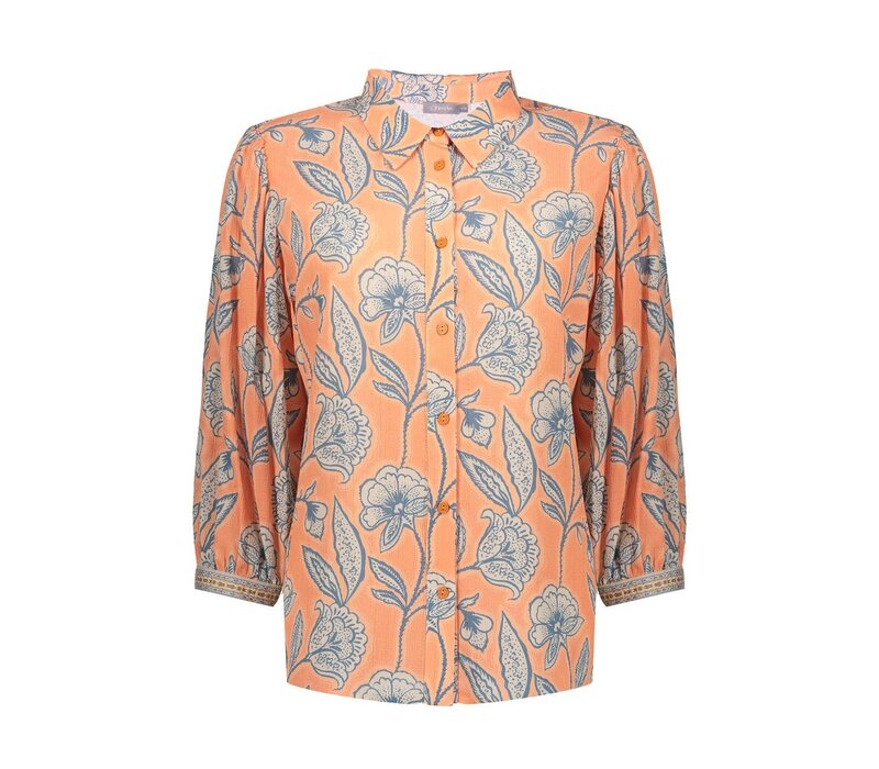 Geisha Blouse Coral Chambray Ecru