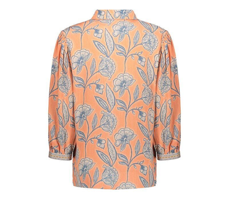 Geisha Blouse Coral Chambray Ecru