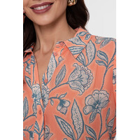 Geisha Blouse Coral Chambray Ecru