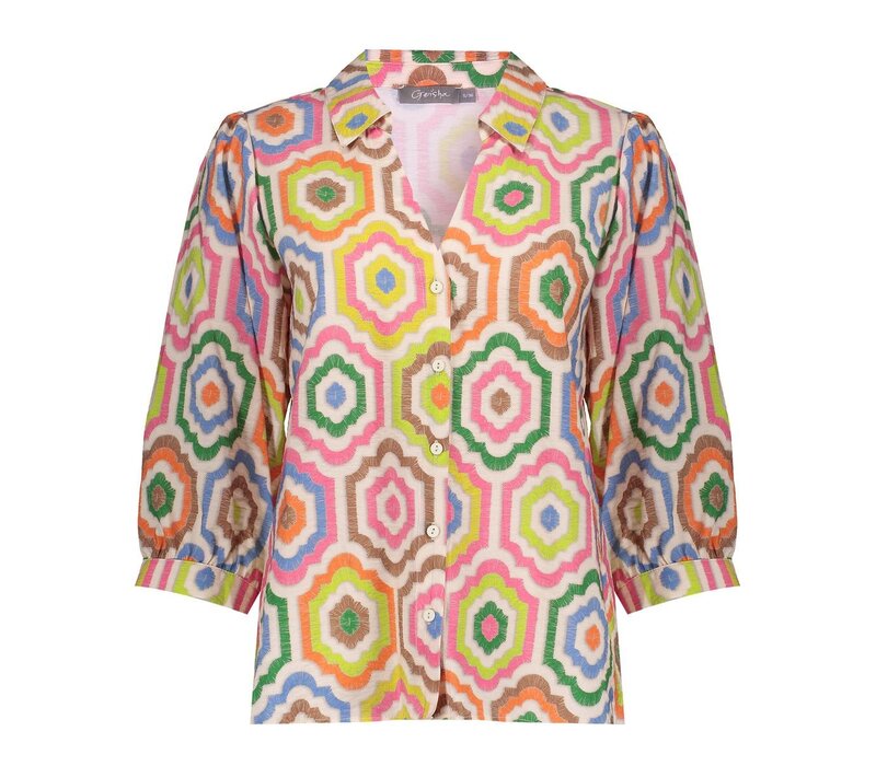 Geisha Blouse Ecru Tabacco Pink