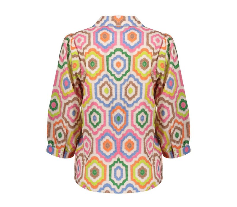 Geisha Blouse Ecru Tabacco Pink