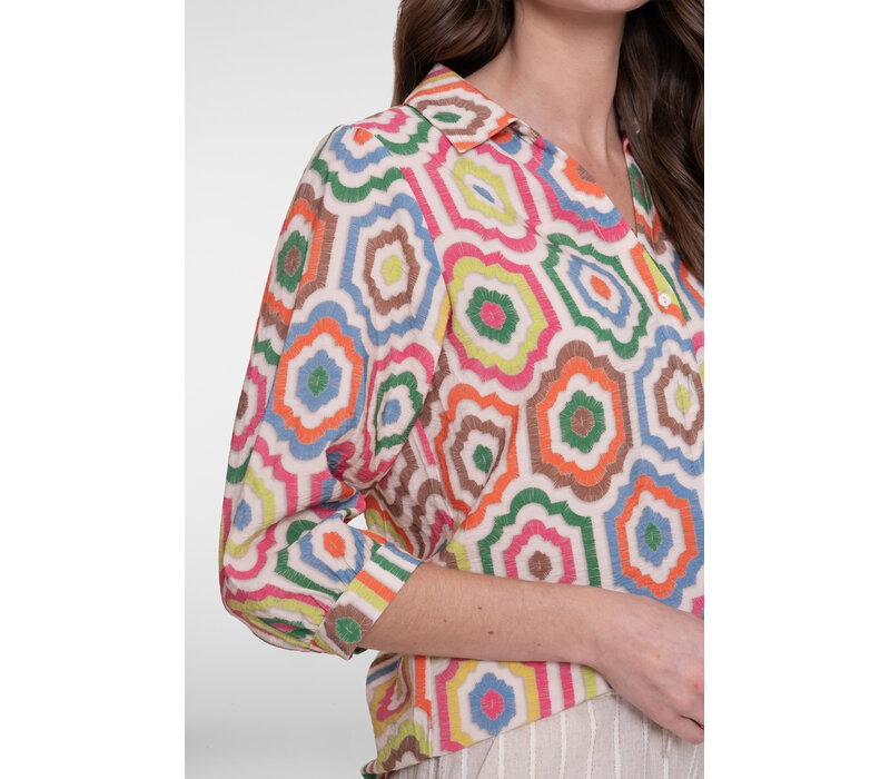 Geisha Blouse Ecru Tabacco Pink