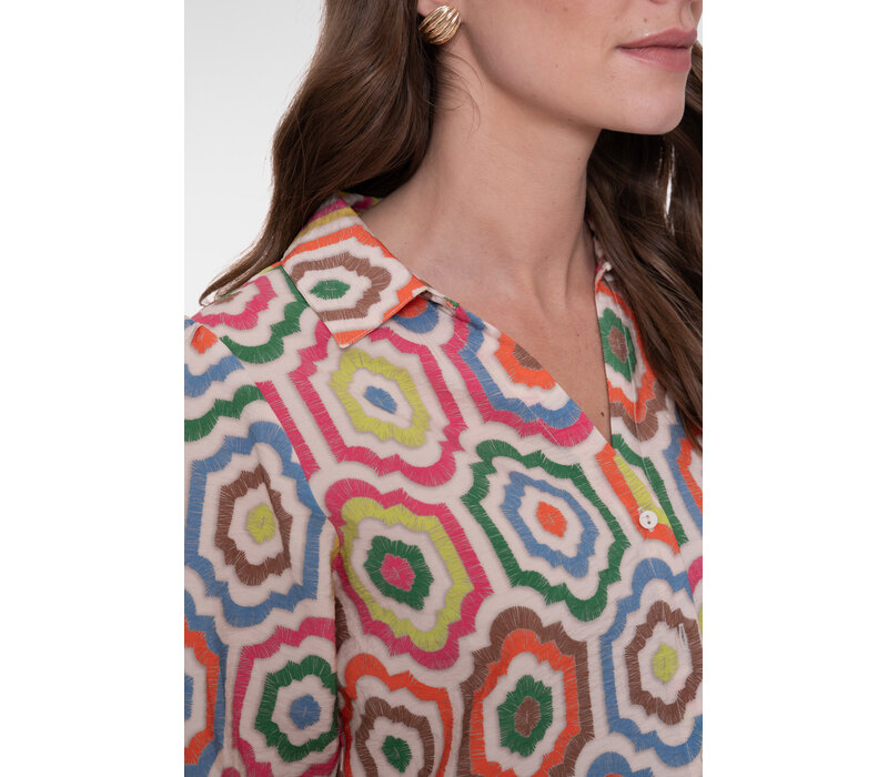 Geisha Blouse Ecru Tabacco Pink