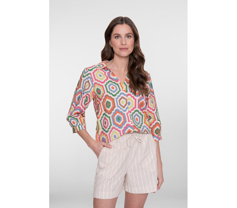 Geisha Blouse Ecru Tabacco Pink