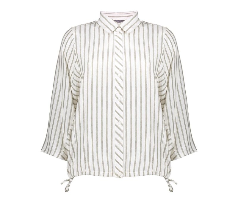 Geisha Blouse Lurex Stripes Off White Silver