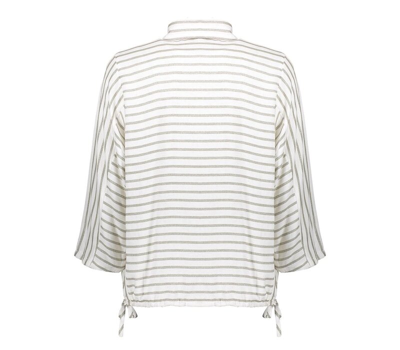 Geisha Blouse Lurex Stripes Off White Silver