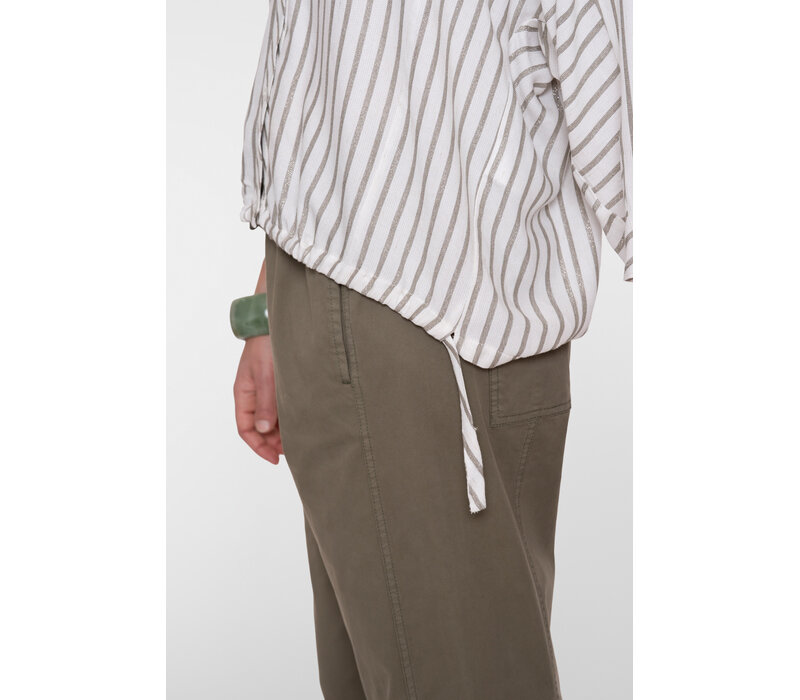 Geisha Blouse Lurex Stripes Off White Silver