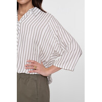 Geisha Blouse Lurex Stripes Off White Silver