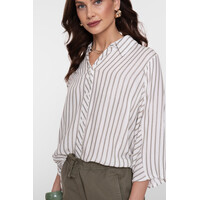 Geisha Blouse Lurex Stripes Off White Silver