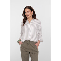 Geisha Blouse Lurex Stripes Off White Silver