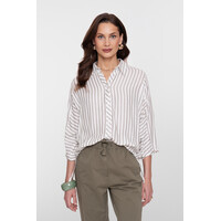 Geisha Blouse Lurex Stripes Off White Silver