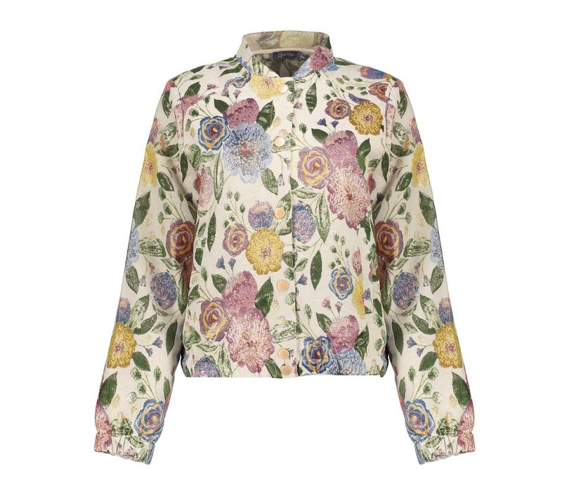 Geisha Bomber Jacket Leaves Sand Green Gold