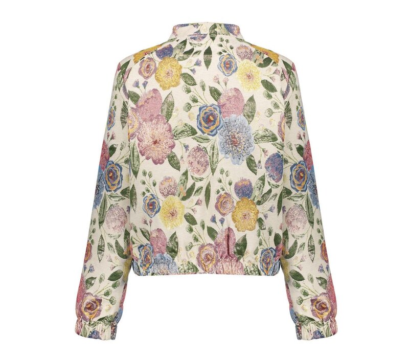 Geisha Bomber Jacket Leaves Sand Green Gold