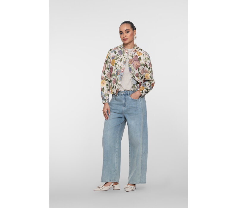 Geisha Bomber Jacket Leaves Sand Green Gold