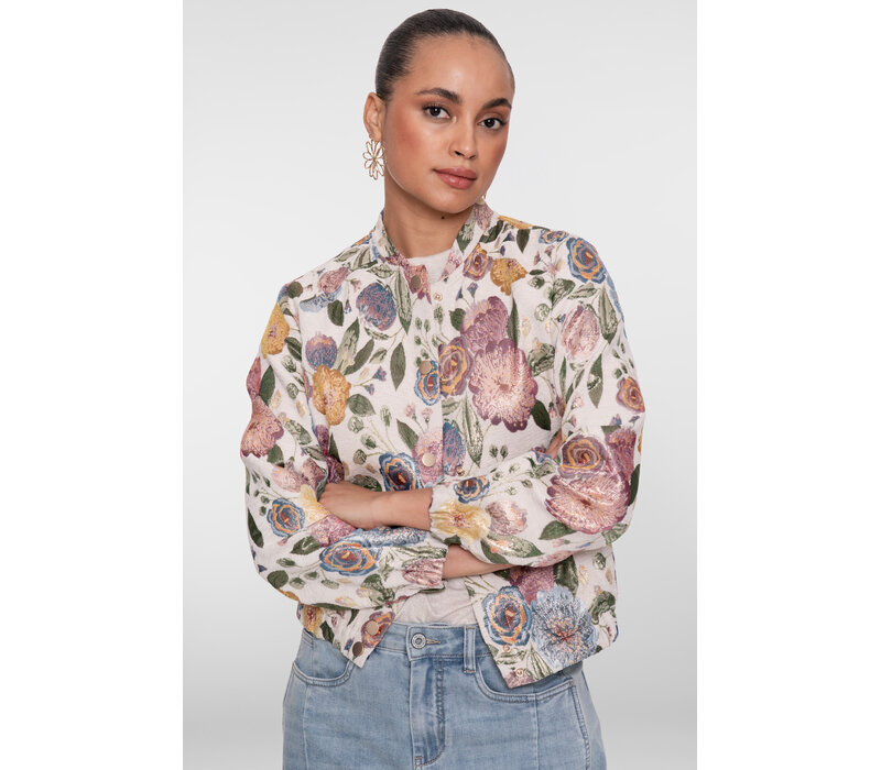 Geisha Bomber Jacket Leaves Sand Green Gold