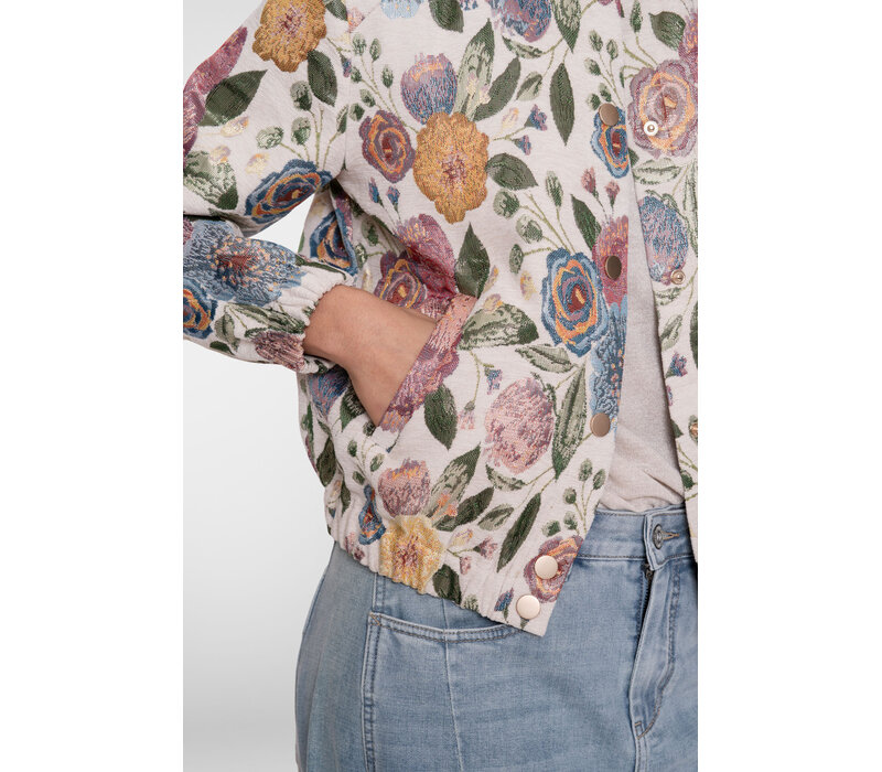 Geisha Bomber Jacket Leaves Sand Green Gold