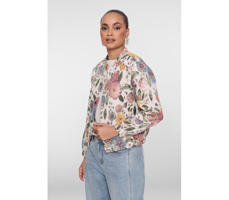 Geisha Bomber Jacket Leaves Sand Green Gold