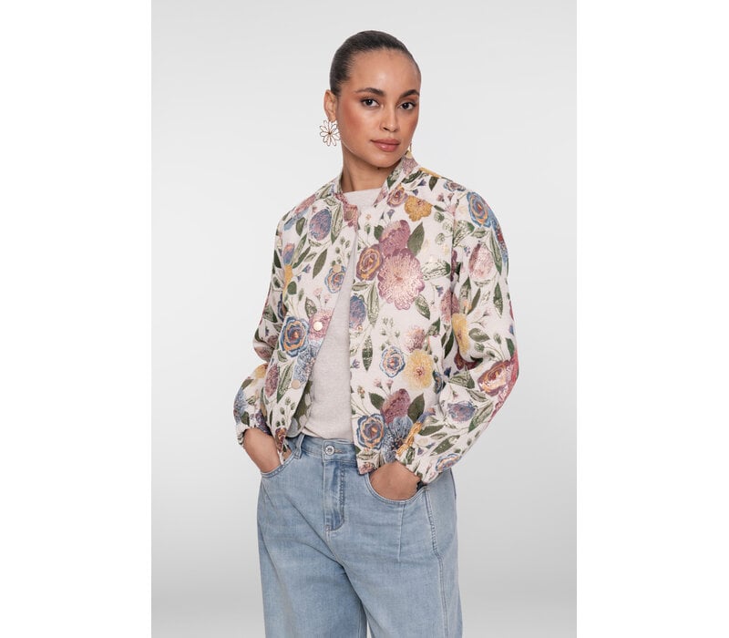 Geisha Bomber Jacket Leaves Sand Green Gold