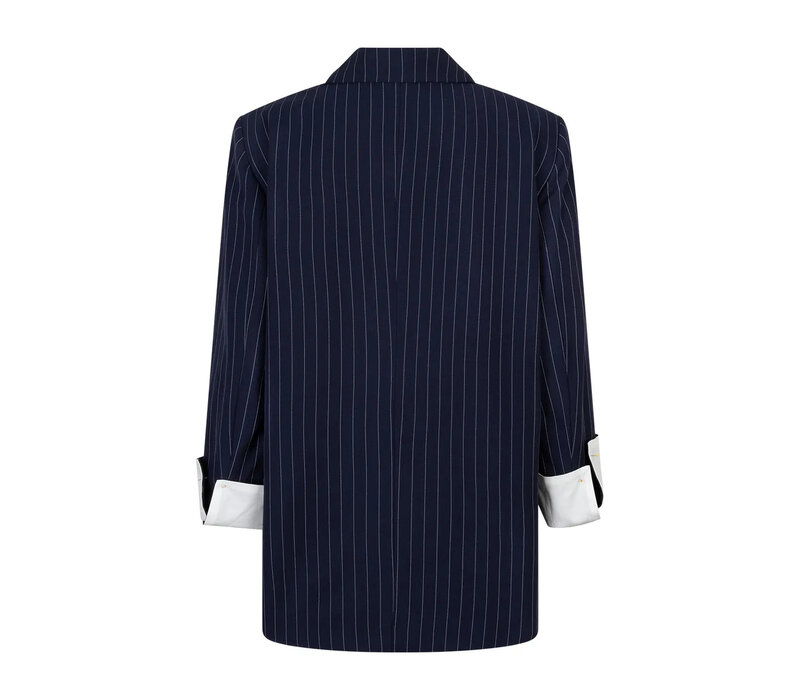 Red Button Blazer Palazzo Pinstripe Dark Blue