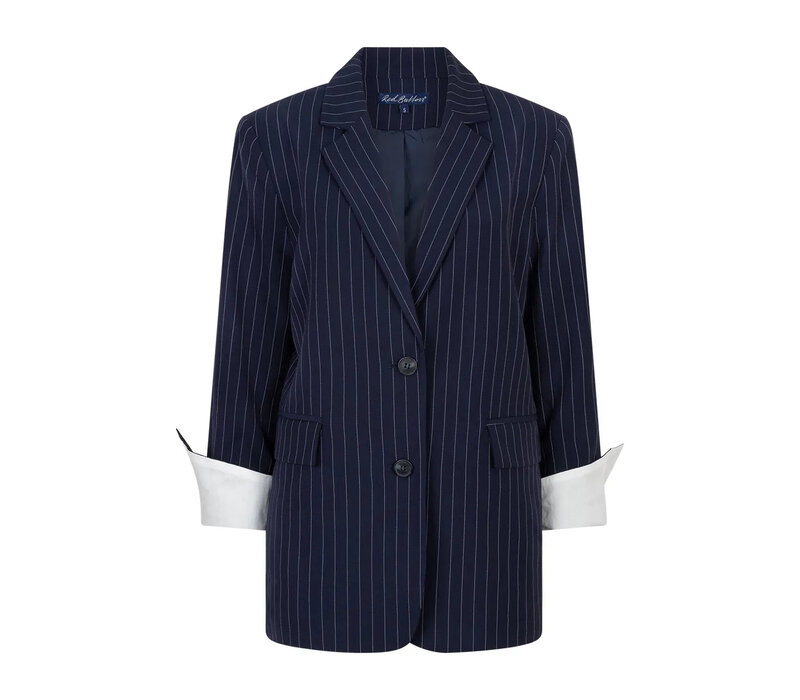 Red Button Blazer Palazzo Pinstripe Dark Blue