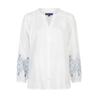 Red Button Blouse & Embroidery Bluemulti