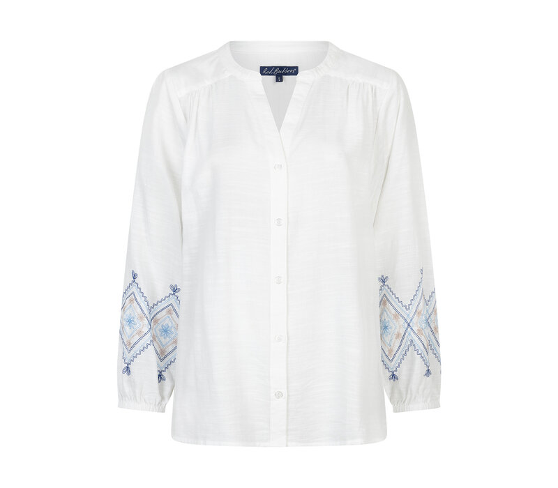 Red Button Blouse & Embroidery Bluemulti