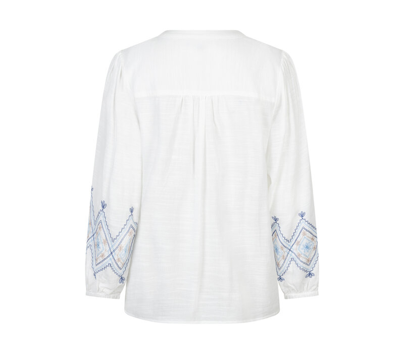 Red Button Blouse & Embroidery Bluemulti