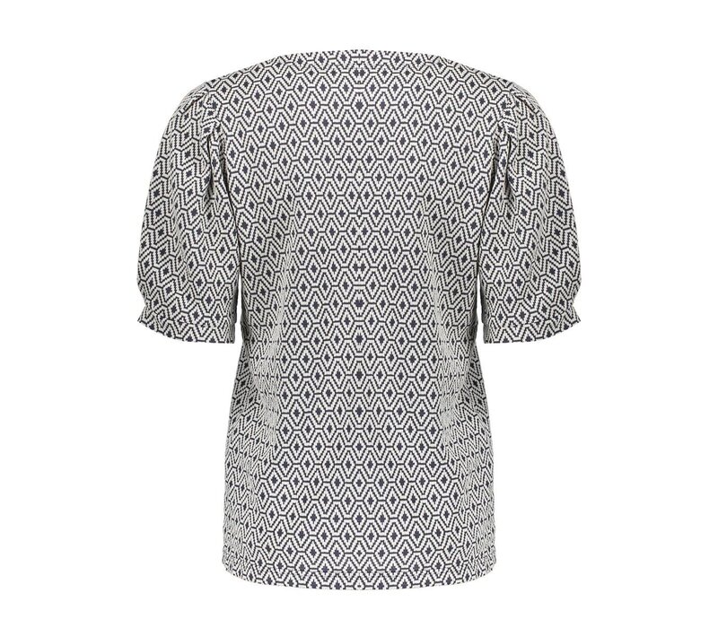 Geisha Top Jacquard Off White Navy