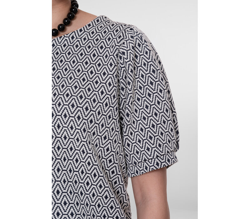 Geisha Top Jacquard Off White Navy